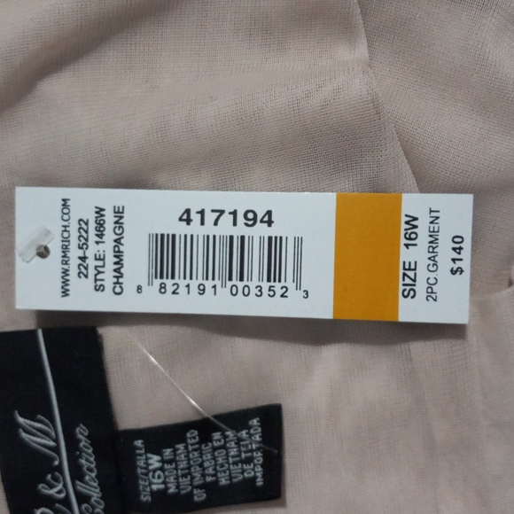 R & M Richards Collection Lightweight Sheer Flowy Cream Cardigan SZ 16W - Picture 6 of 9